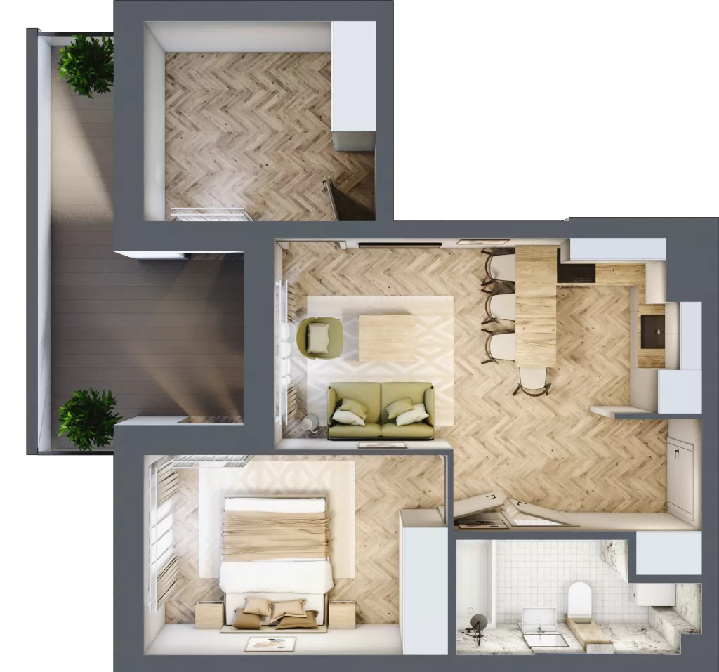 2 pokoje, apartament 45,41 m², piętro 1, oferta nr M33, Apartamenty Przystań, Olecko, ul. Kościuszki