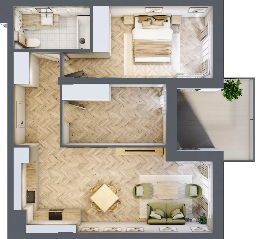 3 pokoje, apartament 58,00 m², piętro 2, oferta nr M15, Apartamenty Przystań, Olecko, ul. Kościuszki
