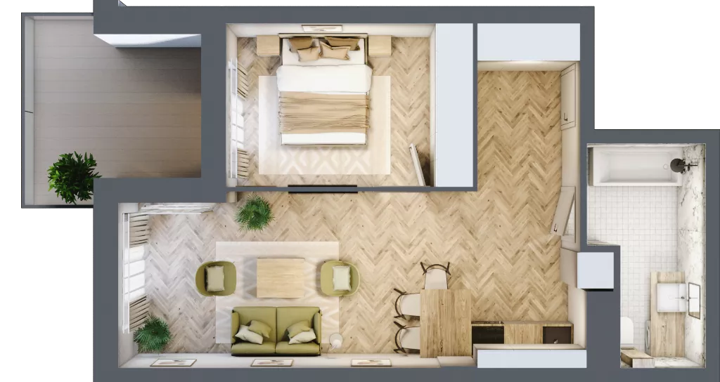 2 pokoje, apartament 44,44 m², piętro 2, oferta nr M16, Apartamenty Przystań, Olecko, ul. Kościuszki
