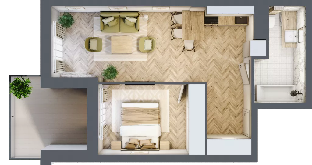 2 pokoje, apartament 44,71 m², piętro 2, oferta nr M34, Apartamenty Przystań, Olecko, ul. Kościuszki