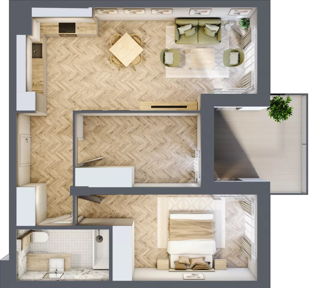 3 pokoje, apartament 58,00 m², piętro 2, oferta nr M35, Apartamenty Przystań, Olecko, ul. Kościuszki