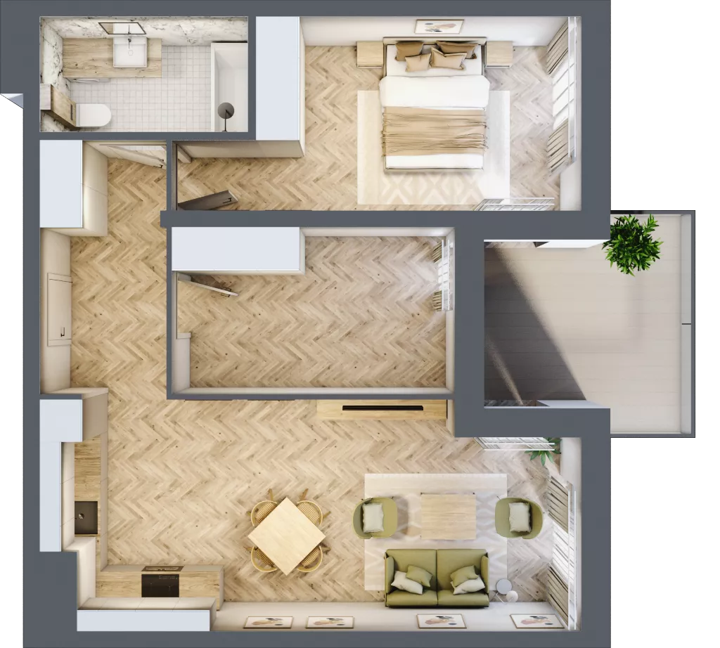3 pokoje, apartament 57,85 m², piętro 3, oferta nr M20, Apartamenty Przystań, Olecko, ul. Kościuszki