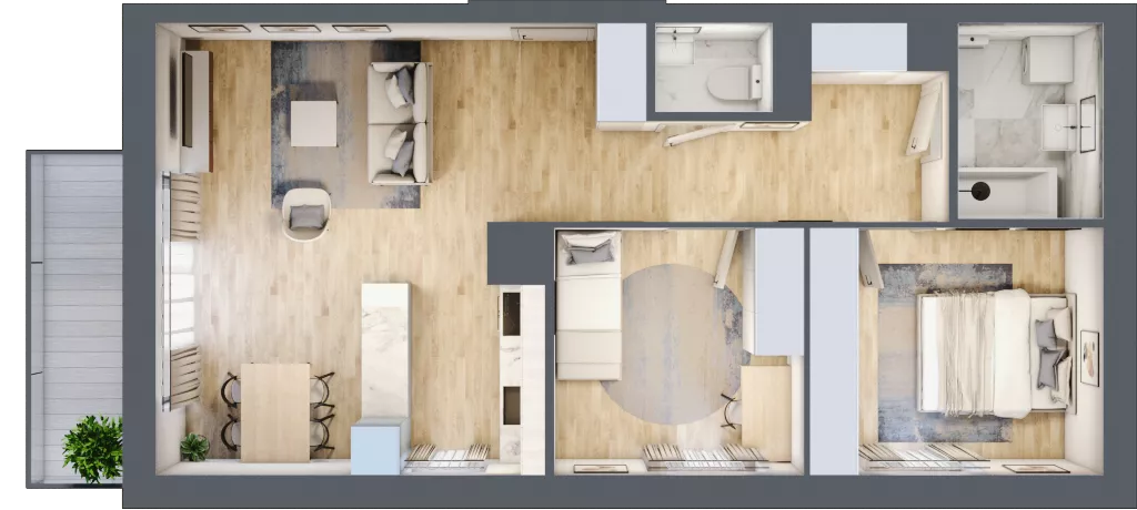 3 pokoje, mieszkanie 62,10 m², piętro 1, oferta nr A.10, Parkove Love, Łódź, Bałuty, ul. Górnicza 12/14 