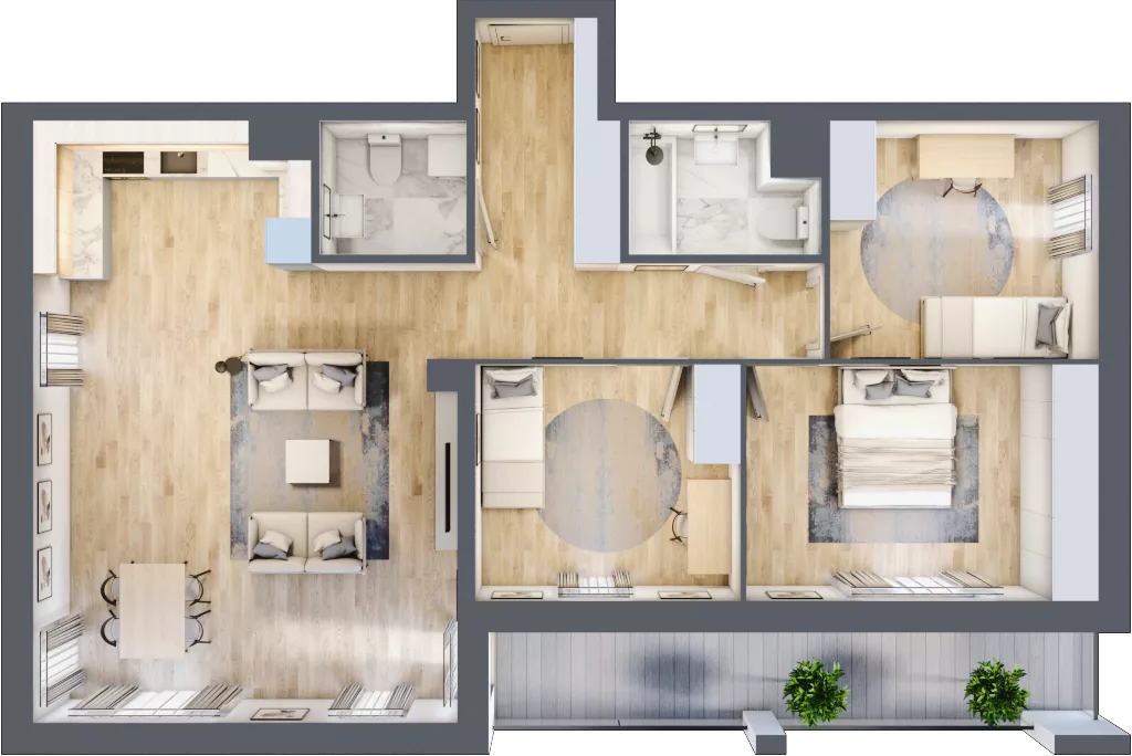 4 pokoje, mieszkanie 93,82 m², piętro 1, oferta nr A.13, Parkove Love, Łódź, Bałuty, ul. Górnicza 12/14 