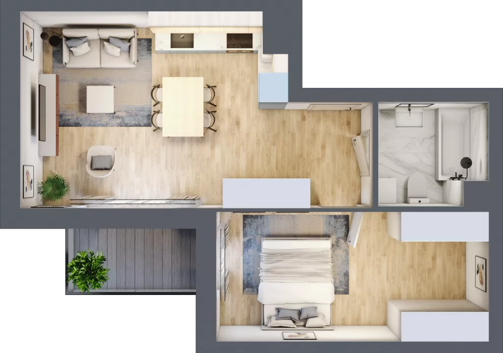 2 pokoje, mieszkanie 43,89 m², piętro 3, oferta nr A.34, Parkove Love, Łódź, Bałuty, ul. Górnicza 12/14 