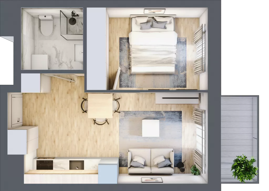2 pokoje, mieszkanie 32,36 m², piętro 4, oferta nr A.39, Parkove Love, Łódź, Bałuty, ul. Górnicza 12/14 