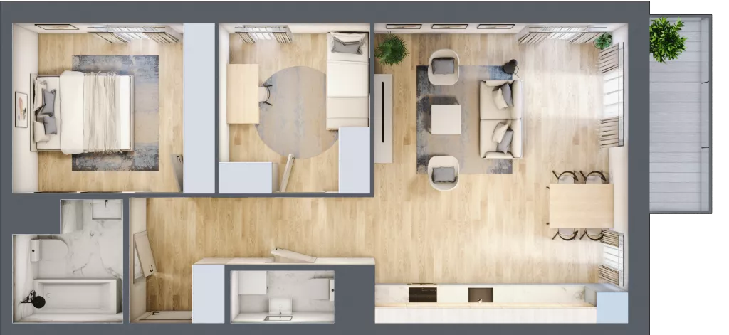 3 pokoje, mieszkanie 64,05 m², piętro 1, oferta nr B.47, Parkove Love, Łódź, Bałuty, ul. Górnicza 12/14 
