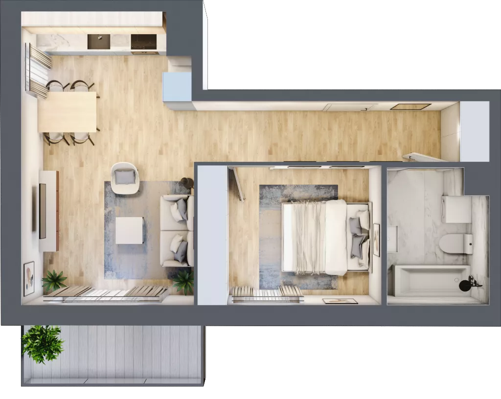 2 pokoje, mieszkanie 44,69 m², piętro 3, oferta nr B.58, Parkove Love, Łódź, Bałuty, ul. Górnicza 12/14 