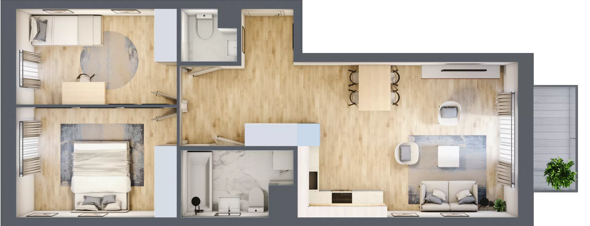 3 pokoje, mieszkanie 63,68 m², piętro 4, oferta nr B.63, Parkove Love, Łódź, Bałuty, ul. Górnicza 12/14 