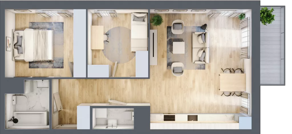 3 pokoje, mieszkanie 64,05 m², piętro 4, oferta nr B.68, Parkove Love, Łódź, Bałuty, ul. Górnicza 12/14 