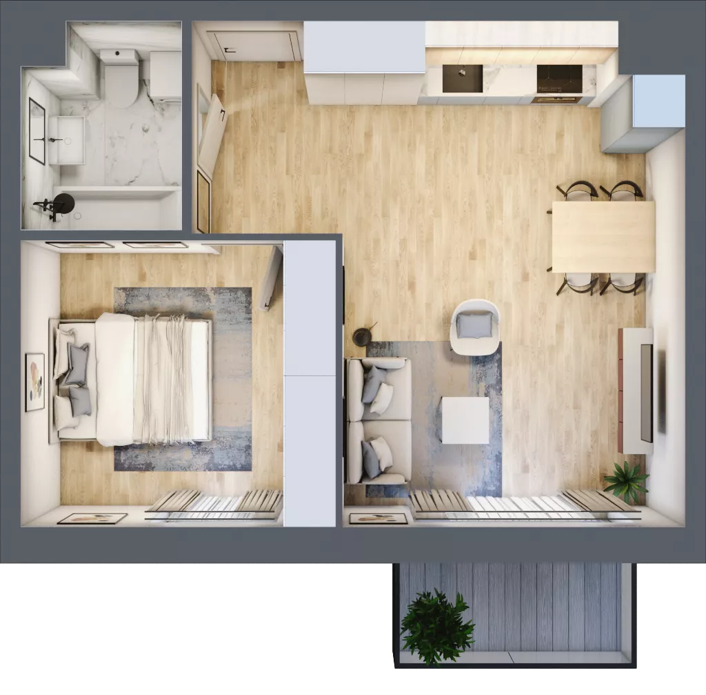 2 pokoje, mieszkanie 42,27 m², piętro 5, oferta nr B.69, Parkove Love, Łódź, Bałuty, ul. Górnicza 12/14 