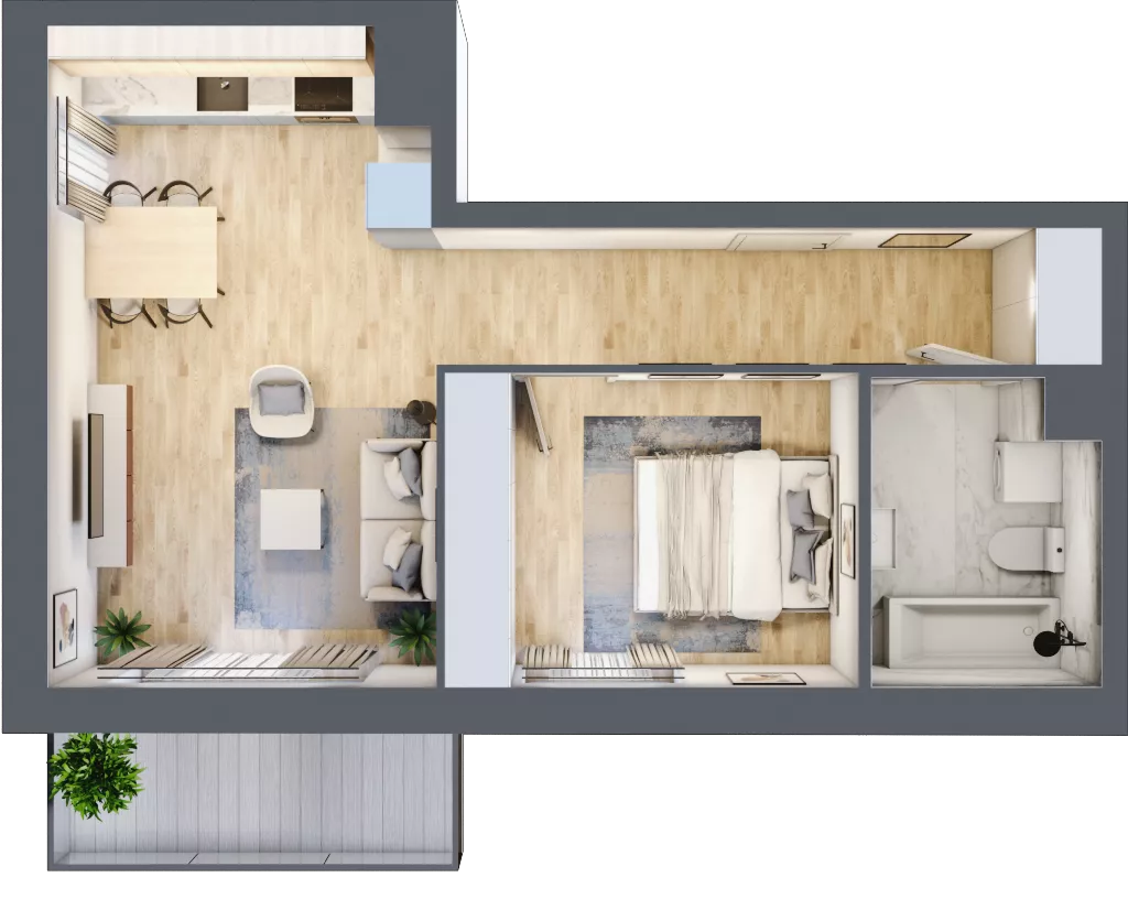 2 pokoje, mieszkanie 44,69 m², piętro 5, oferta nr B.72, Parkove Love, Łódź, Bałuty, ul. Górnicza 12/14 