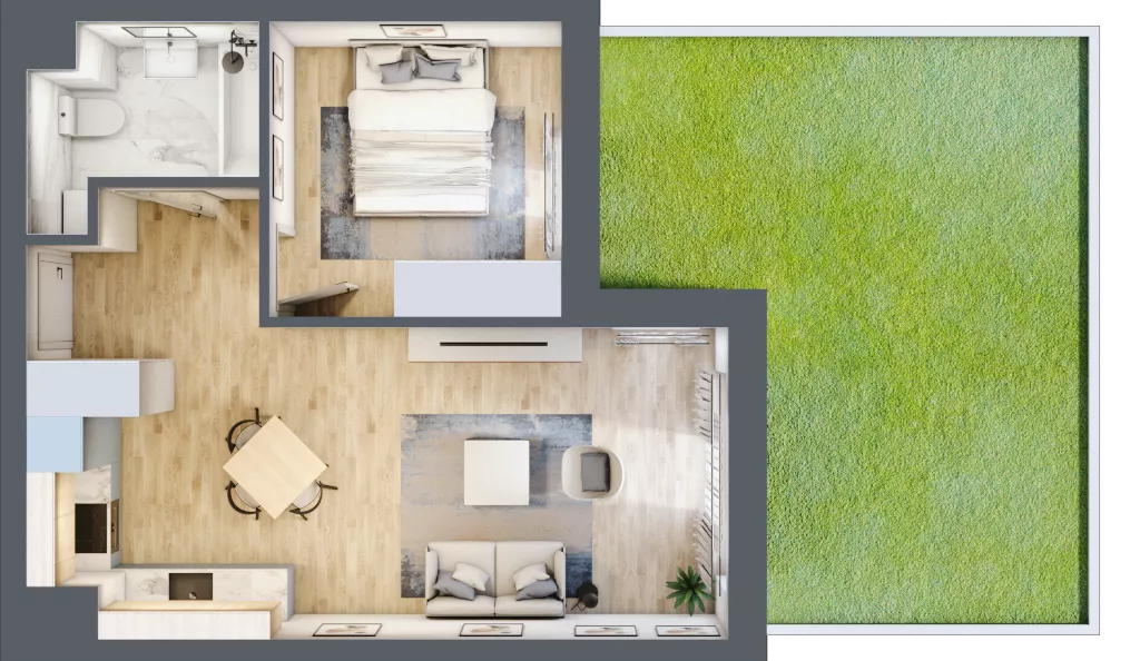 2 pokoje, mieszkanie 42,18 m², parter, oferta nr 7, Nova Radiostacja, Łódź, Śródmieście, ul. Telefoniczna 19 