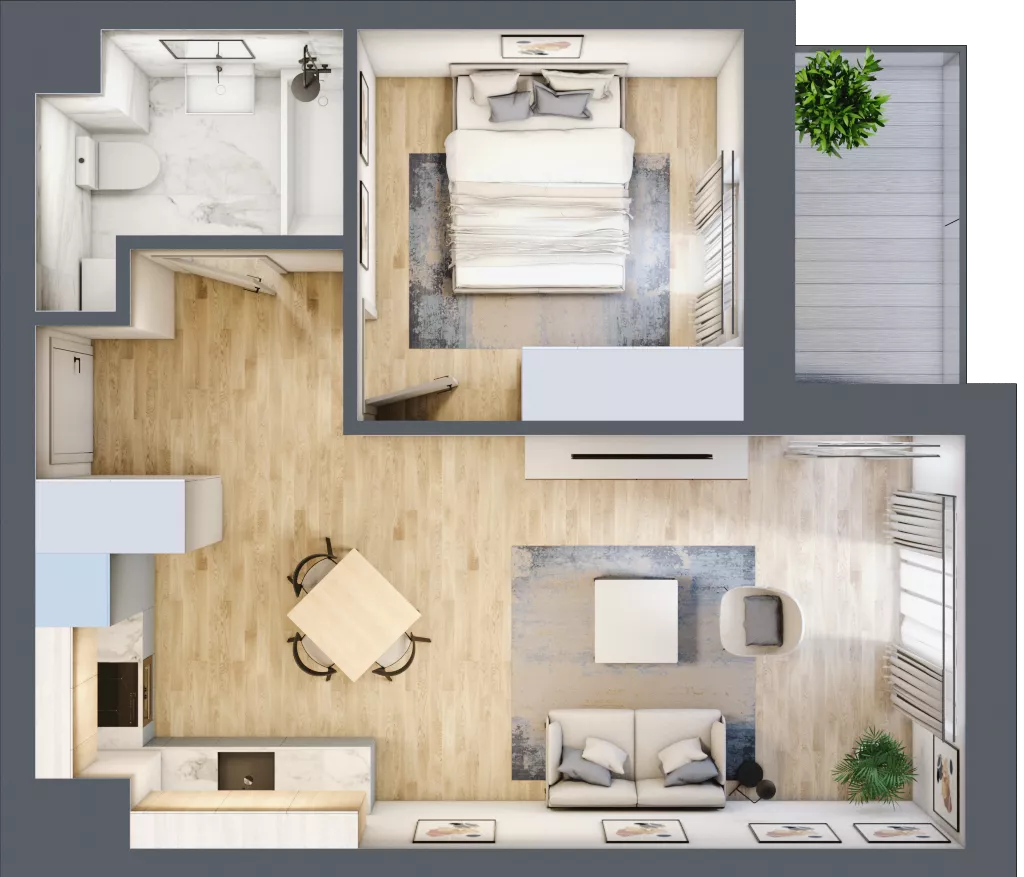 2 pokoje, mieszkanie 42,18 m², piętro 1, oferta nr 15, Nova Radiostacja, Łódź, Śródmieście, ul. Telefoniczna 19 