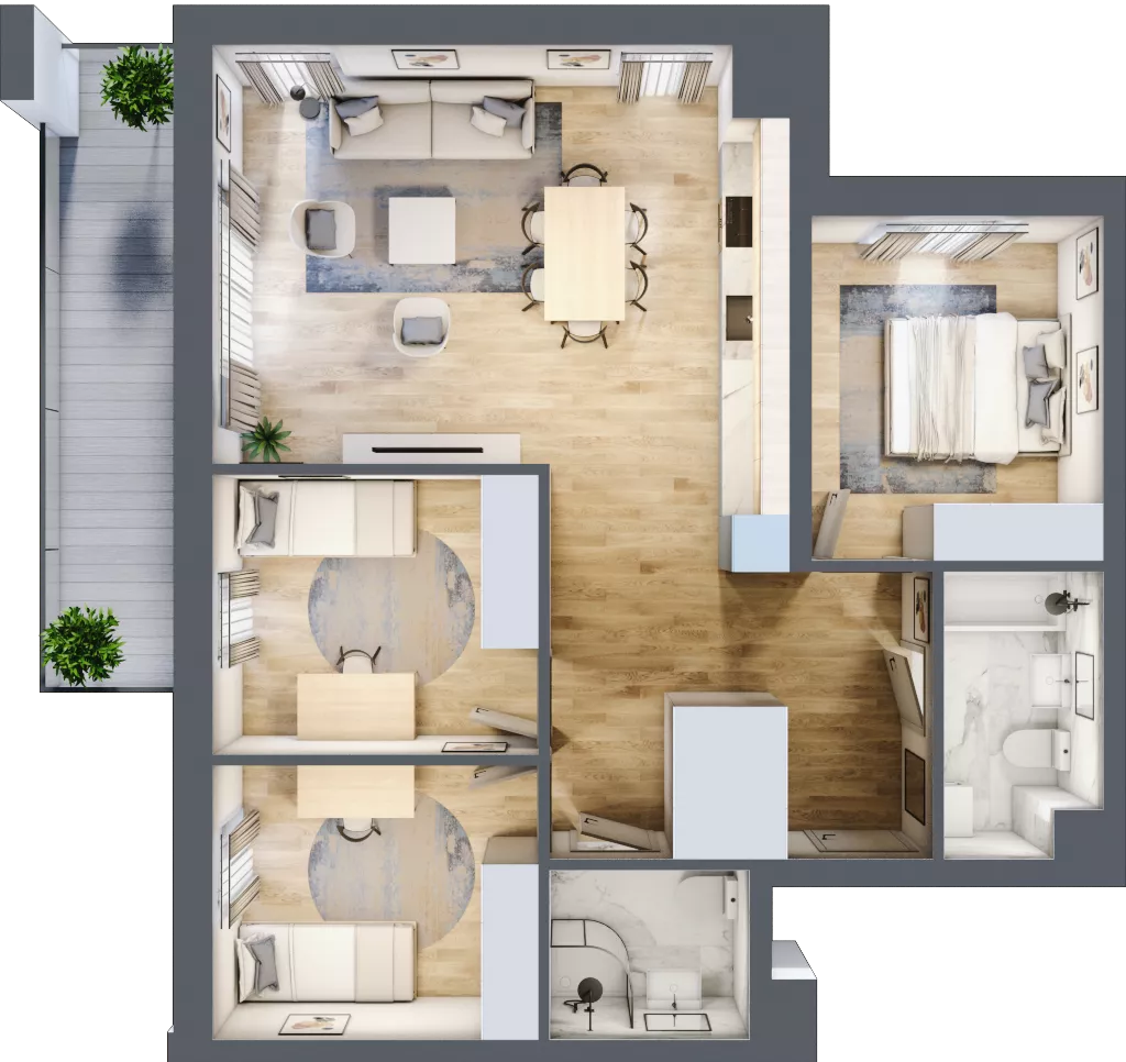 4 pokoje, mieszkanie 80,03 m², piętro 3, oferta nr 31, Nova Radiostacja, Łódź, Śródmieście, ul. Telefoniczna 19 