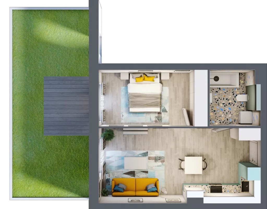 2 pokoje, mieszkanie 44,34 m², parter, oferta nr A.3, Och!Widzew, Łódź, Widzew, ul. Przybyszewskiego 292-300