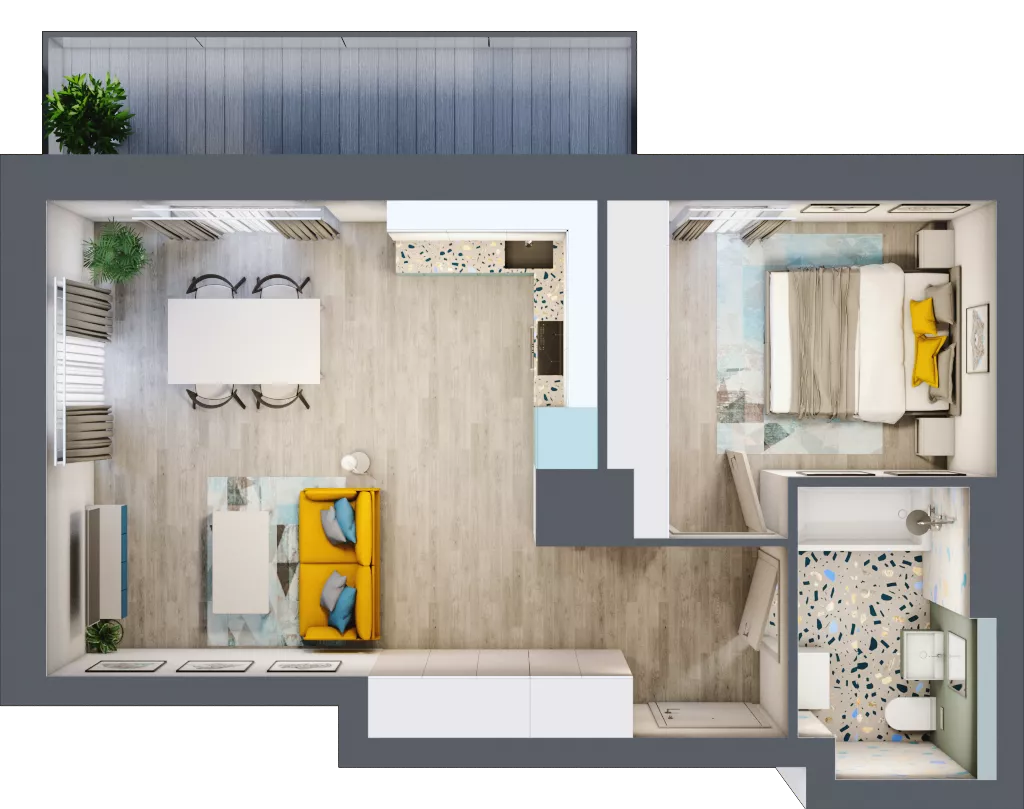 2 pokoje, mieszkanie 45,45 m², piętro 1, oferta nr A.6, Och!Widzew, Łódź, Widzew, ul. Przybyszewskiego 292-300