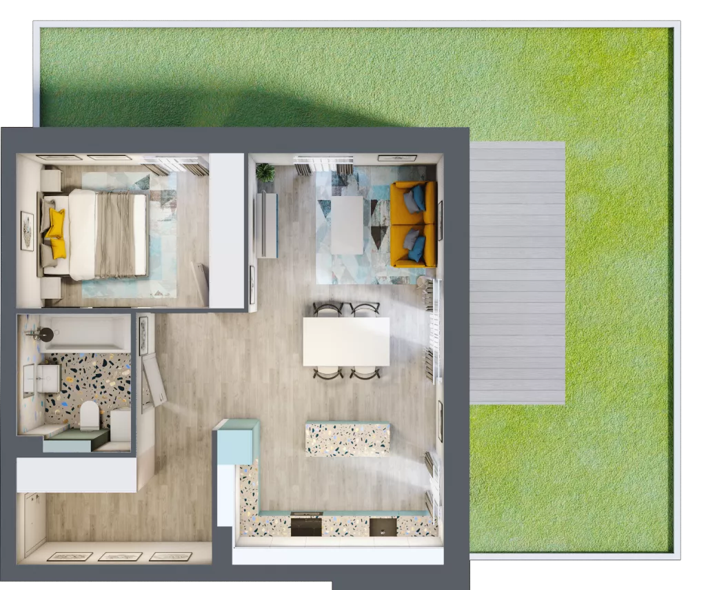 2 pokoje, mieszkanie 51,56 m², parter, oferta nr A.5, Och!Widzew, Łódź, Widzew, ul. Przybyszewskiego 292-300