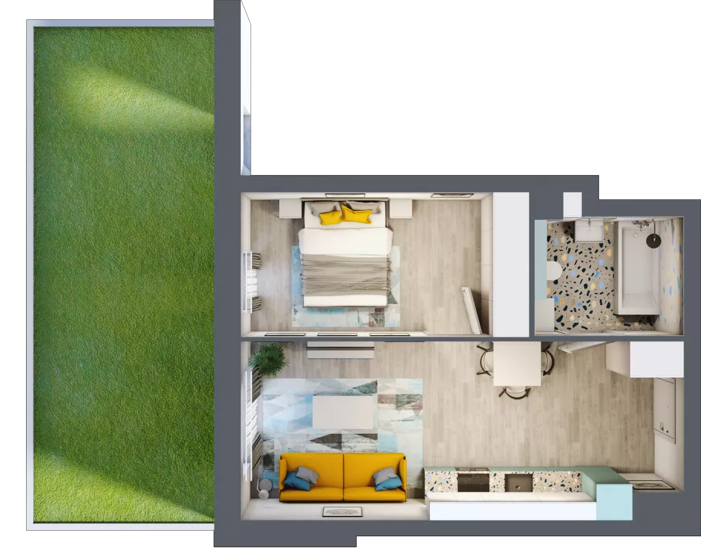 2 pokoje, mieszkanie 38,78 m², parter, oferta nr B.6, Och!Widzew, Łódź, Widzew, ul. Przybyszewskiego 292-300