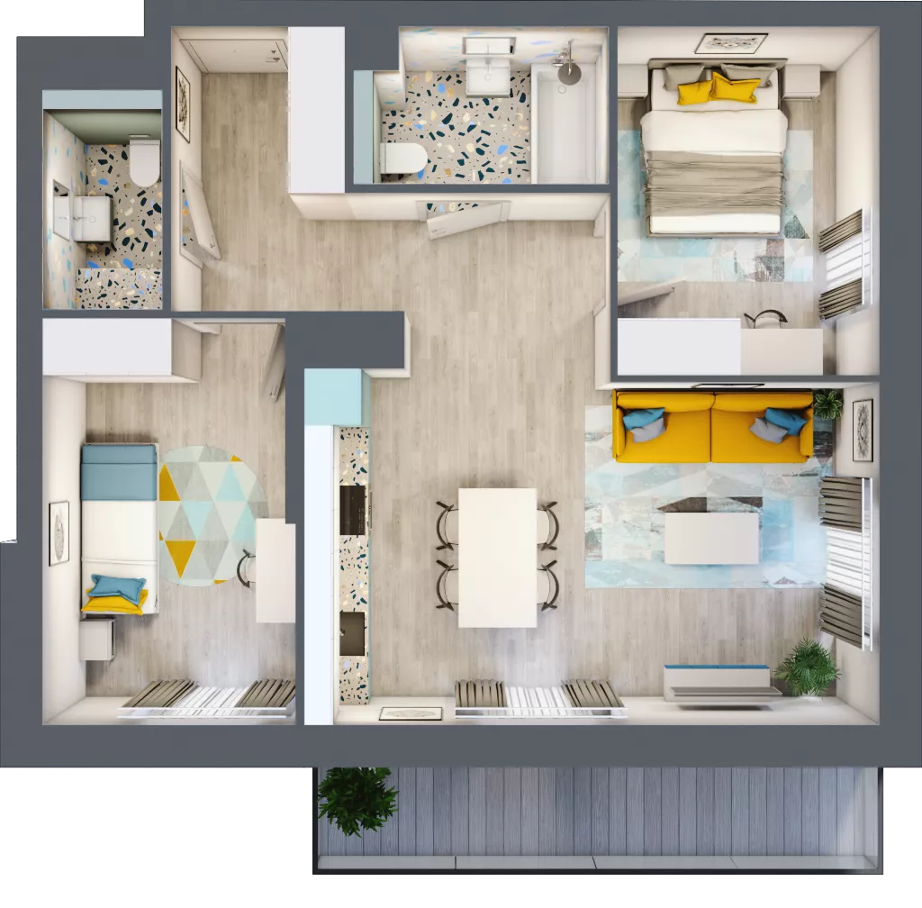 3 pokoje, mieszkanie 62,23 m², piętro 2, oferta nr B.18, Och!Widzew, Łódź, Widzew, ul. Przybyszewskiego 292-300