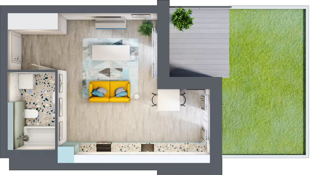 1 pokój, mieszkanie 34,16 m², parter, oferta nr B.1, Och!Widzew, Łódź, Widzew, ul. Przybyszewskiego 292-300