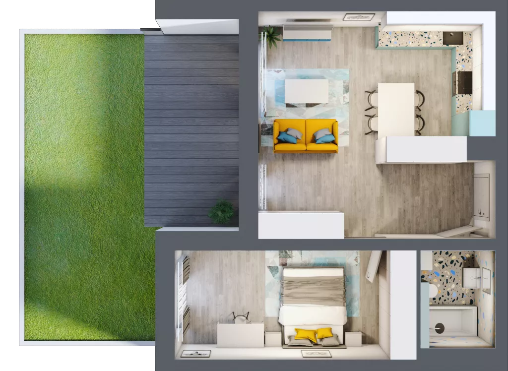 2 pokoje, mieszkanie 46,78 m², parter, oferta nr B.5, Och!Widzew, Łódź, Widzew, ul. Przybyszewskiego 292-300