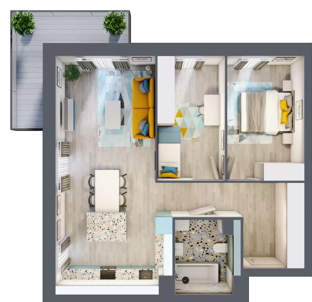 3 pokoje, mieszkanie 68,47 m², piętro 1, oferta nr B.14, Och!Widzew, Łódź, Widzew, ul. Przybyszewskiego 292-300