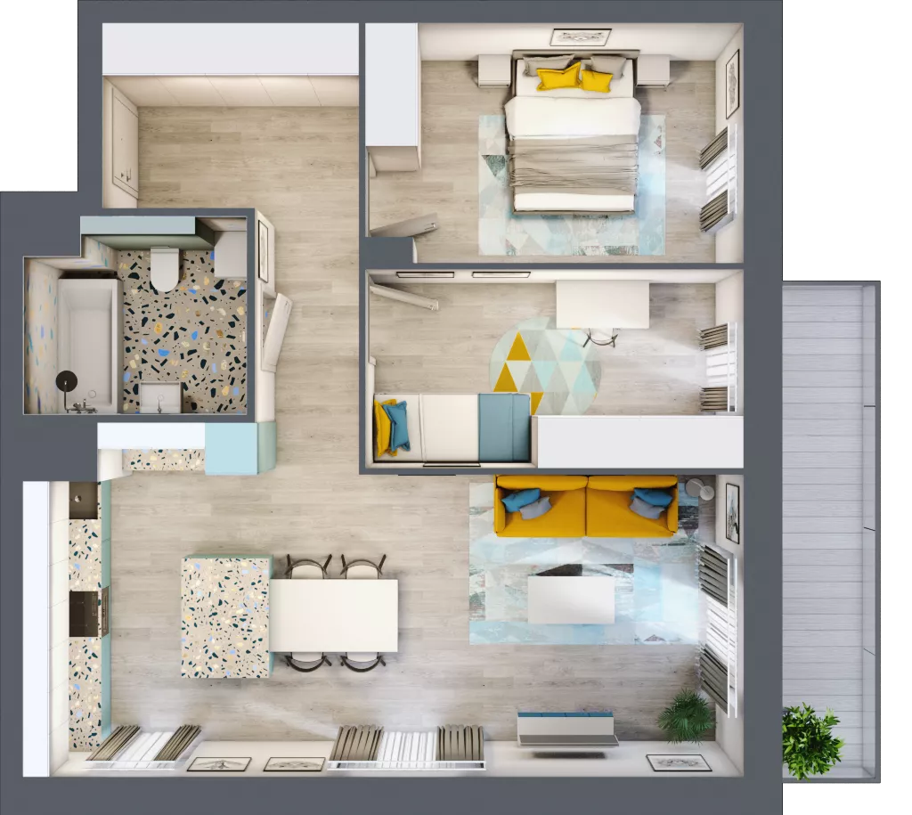 3 pokoje, mieszkanie 68,02 m², piętro 4, oferta nr B.37, Och!Widzew, Łódź, Widzew, ul. Przybyszewskiego 292-300
