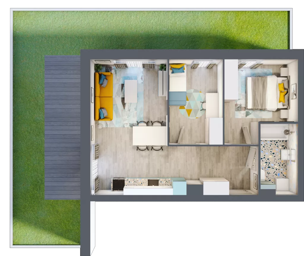 3 pokoje, mieszkanie 54,28 m², parter, oferta nr B.7, Och!Widzew, Łódź, Widzew, ul. Przybyszewskiego 292-300