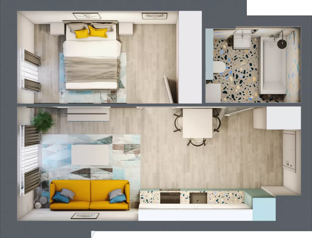 2 pokoje, mieszkanie 38,60 m², piętro 3, oferta nr B.32, Och!Widzew, Łódź, Widzew, ul. Przybyszewskiego 292-300
