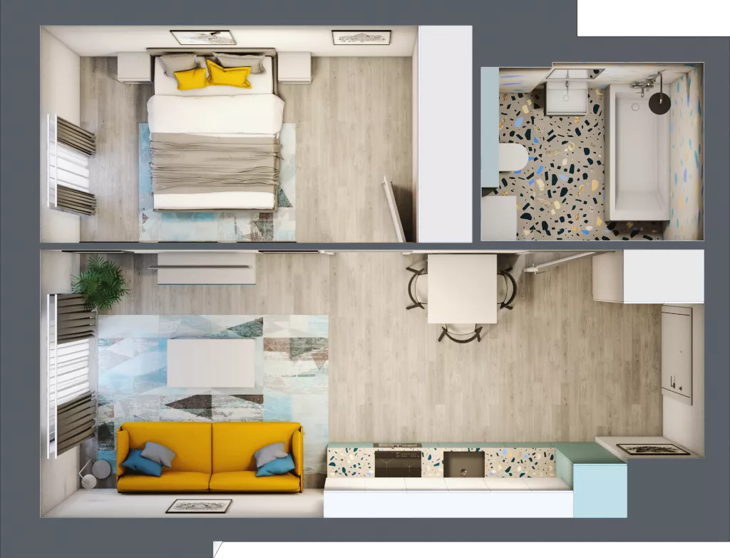 2 pokoje, mieszkanie 38,46 m², piętro 4, oferta nr B.40, Och!Widzew, Łódź, Widzew, ul. Przybyszewskiego 292-300
