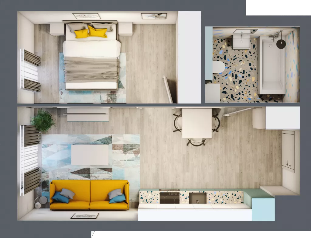 2 pokoje, mieszkanie 38,64 m², piętro 2, oferta nr B.24, Och!Widzew, Łódź, Widzew, ul. Przybyszewskiego 292-300
