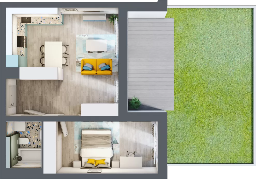 2 pokoje, mieszkanie 46,71 m², parter, oferta nr C.2, Och!Widzew, Łódź, Widzew, ul. Przybyszewskiego 292-300