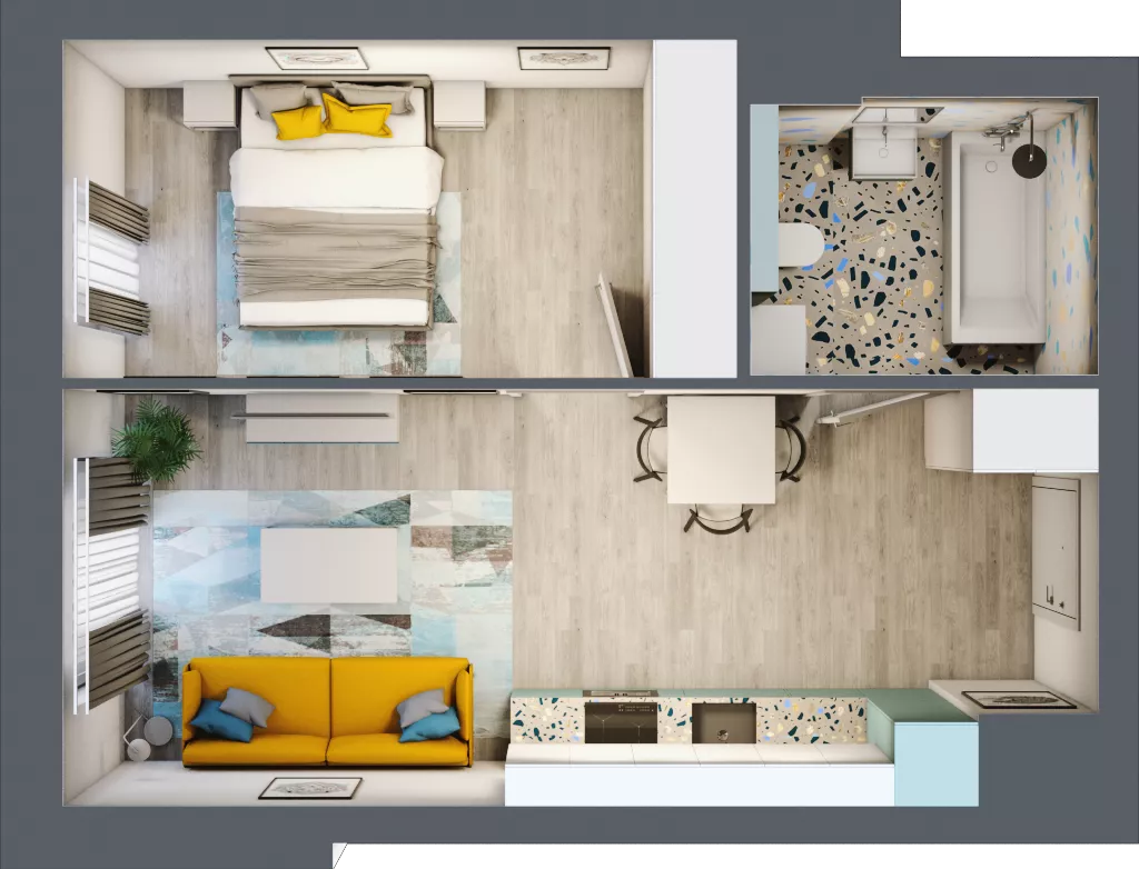 2 pokoje, mieszkanie 38,46 m², piętro 4, oferta nr C.40, Och!Widzew, Łódź, Widzew, ul. Przybyszewskiego 292-300