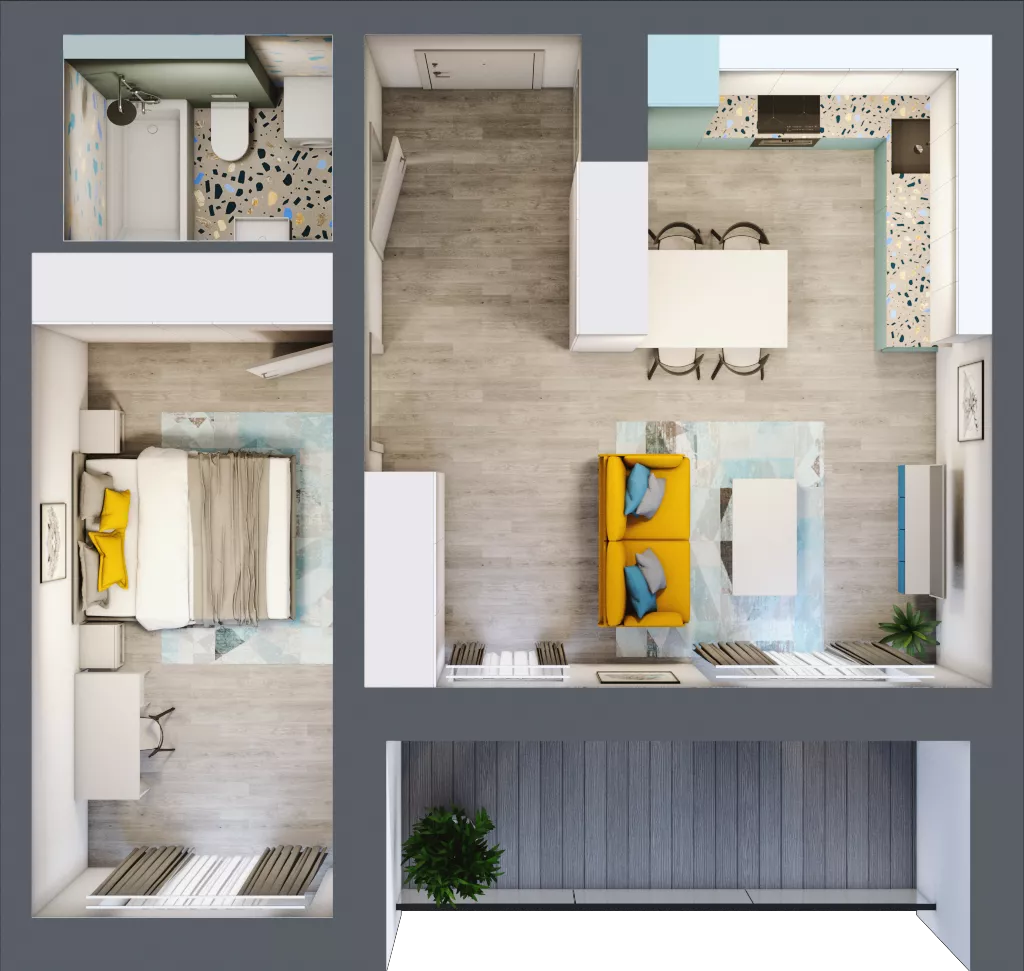 2 pokoje, mieszkanie 46,48 m², piętro 1, oferta nr C.12, Och!Widzew, Łódź, Widzew, ul. Przybyszewskiego 292-300