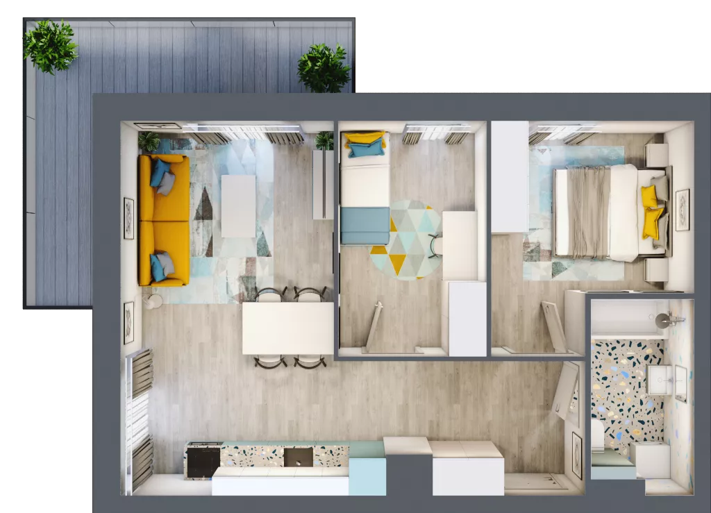 3 pokoje, mieszkanie 54,07 m², piętro 2, oferta nr C.17, Och!Widzew, Łódź, Widzew, ul. Przybyszewskiego 292-300