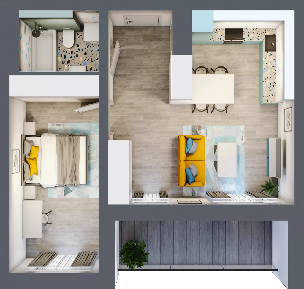 2 pokoje, mieszkanie 46,37 m², piętro 3, oferta nr C.28, Och!Widzew, Łódź, Widzew, ul. Przybyszewskiego 292-300