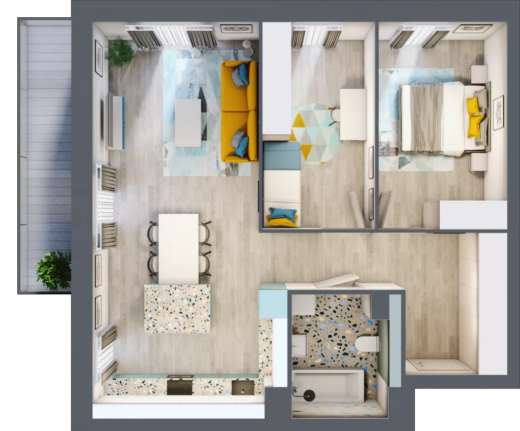 3 pokoje, mieszkanie 68,47 m², piętro 1, oferta nr C.14, Och!Widzew, Łódź, Widzew, ul. Przybyszewskiego 292-300