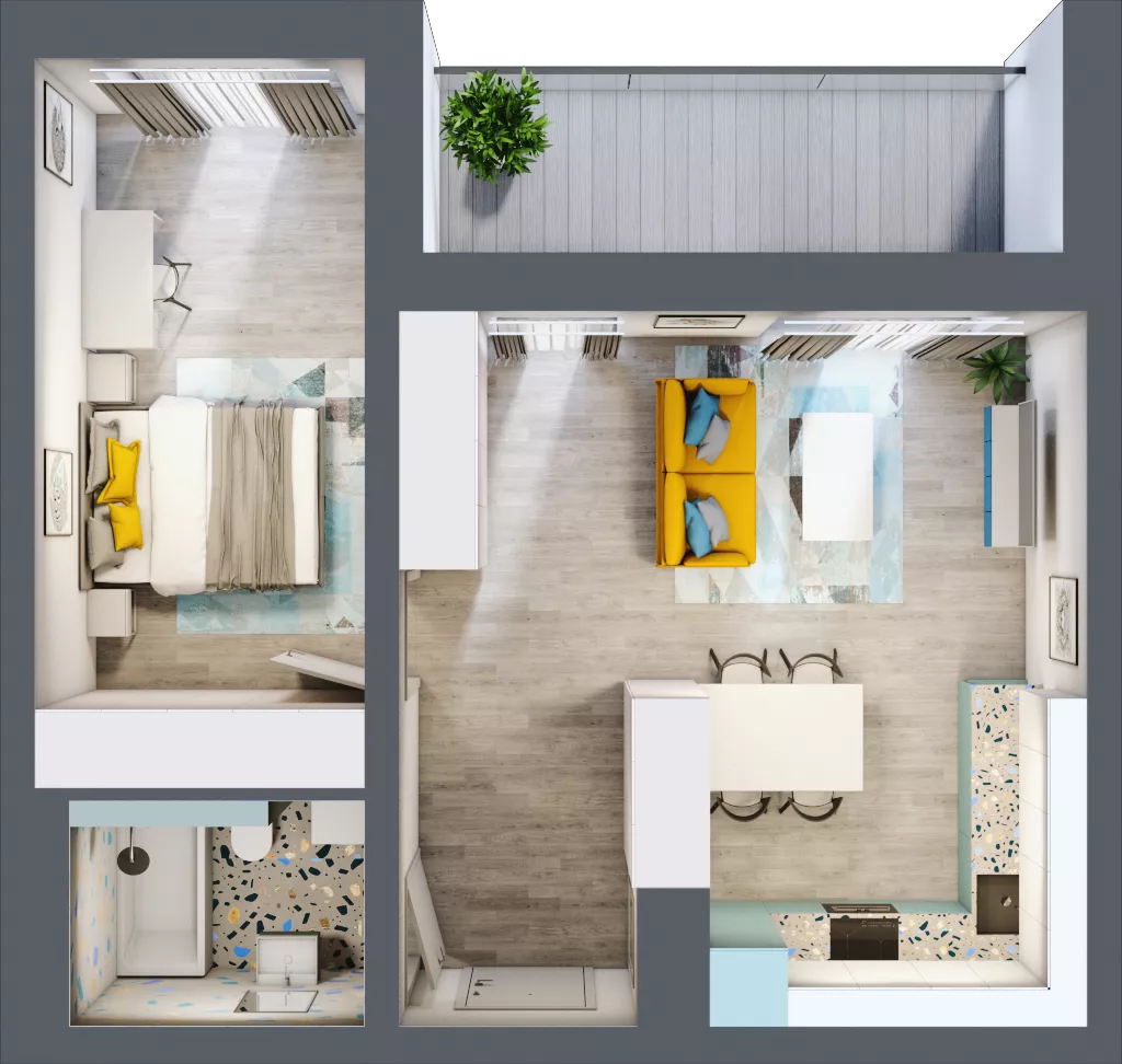 2 pokoje, mieszkanie 46,55 m², piętro 1, oferta nr C.15, Och!Widzew, Łódź, Widzew, ul. Przybyszewskiego 292-300