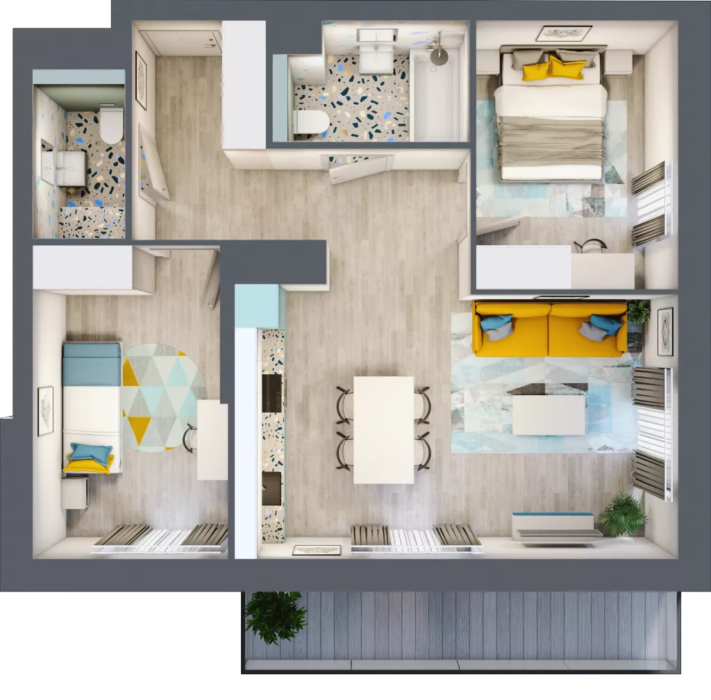 3 pokoje, mieszkanie 62,01 m², piętro 4, oferta nr C.34, Och!Widzew, Łódź, Widzew, ul. Przybyszewskiego 292-300