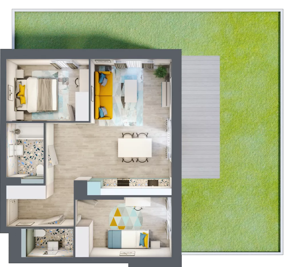 3 pokoje, mieszkanie 62,51 m², parter, oferta nr C.8, Och!Widzew, Łódź, Widzew, ul. Przybyszewskiego 292-300