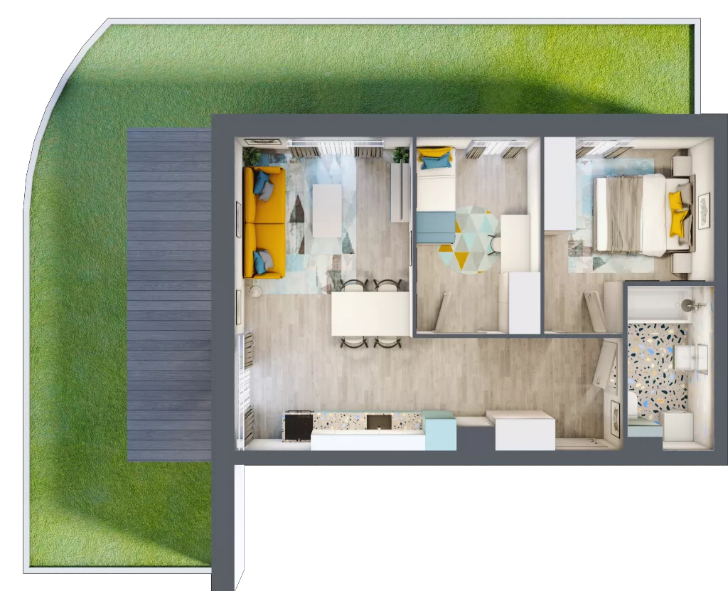 3 pokoje, mieszkanie 54,28 m², parter, oferta nr C.7, Och!Widzew, Łódź, Widzew, ul. Przybyszewskiego 292-300