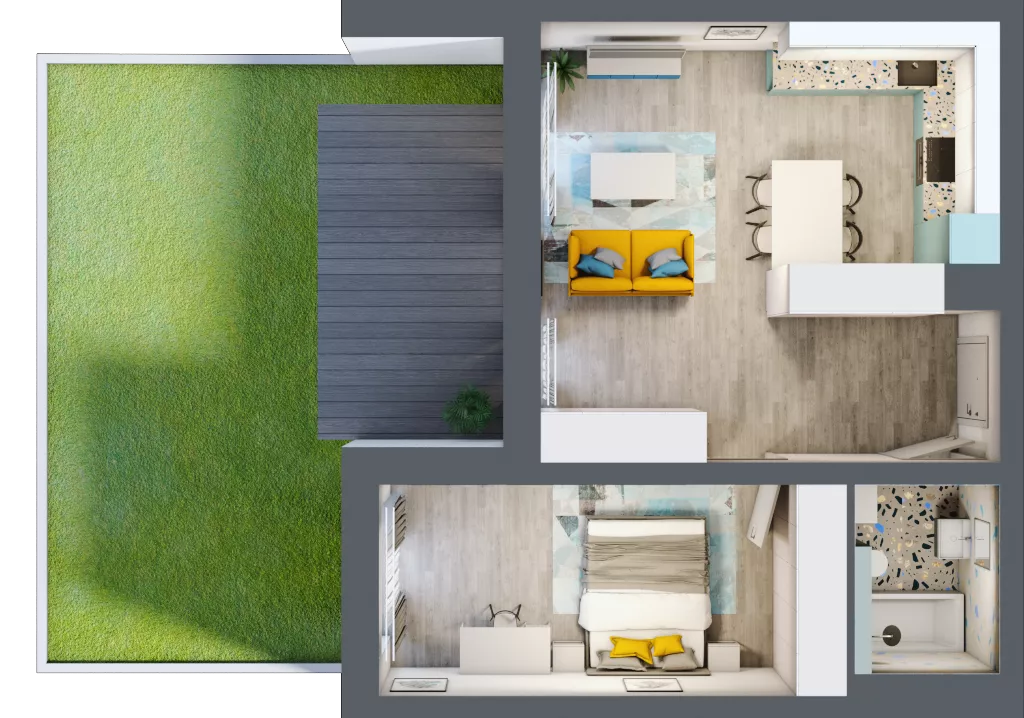 2 pokoje, mieszkanie 46,78 m², parter, oferta nr C.5, Och!Widzew, Łódź, Widzew, ul. Przybyszewskiego 292-300