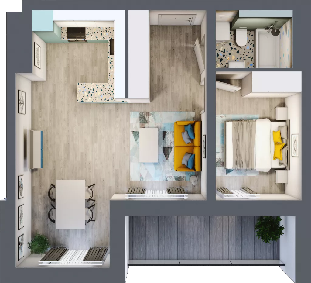 2 pokoje, mieszkanie 47,31 m², piętro 3, oferta nr C.27, Och!Widzew, Łódź, Widzew, ul. Przybyszewskiego 292-300