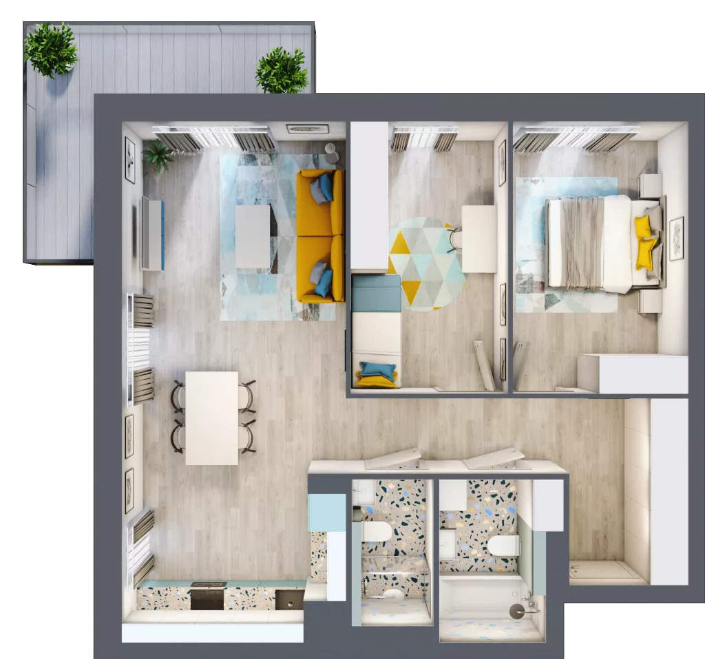 3 pokoje, mieszkanie 70,21 m², piętro 2, oferta nr D.23, Och!Widzew, Łódź, Widzew, ul. Przybyszewskiego 292-300