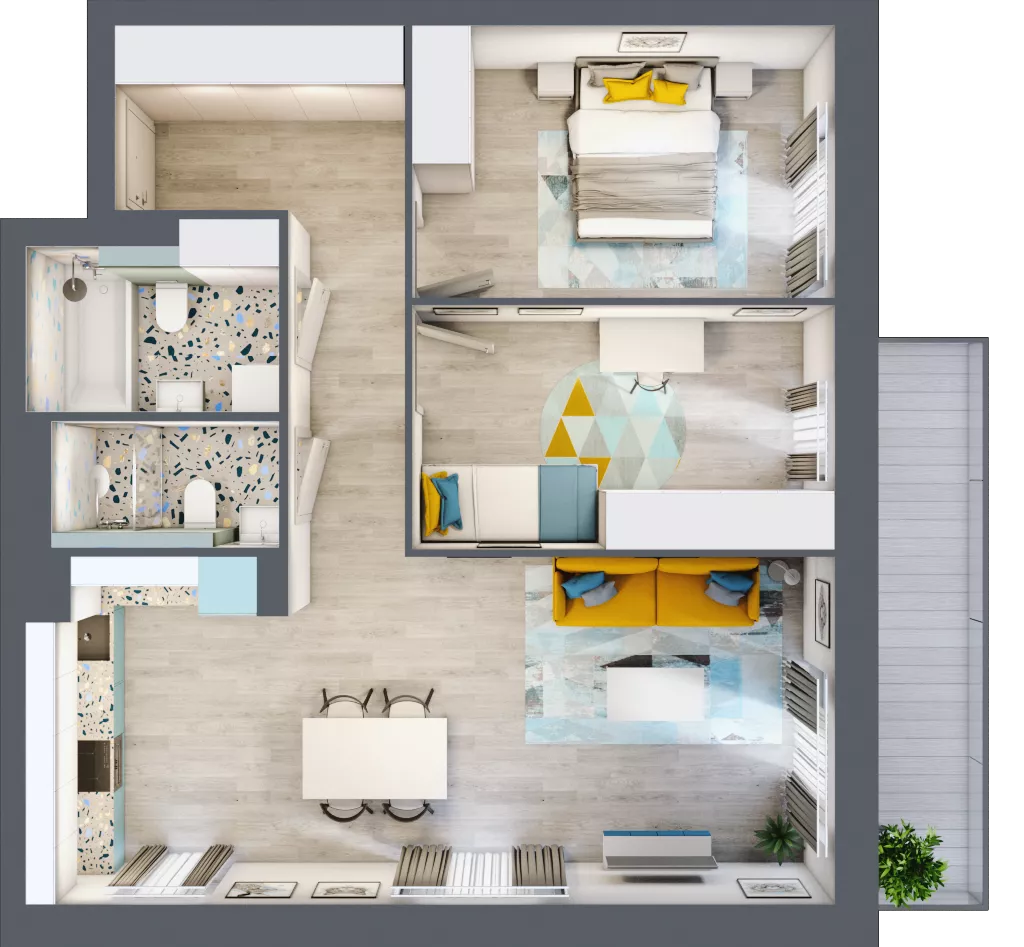 3 pokoje, mieszkanie 70,41 m², piętro 1, oferta nr D.13, Och!Widzew, Łódź, Widzew, ul. Przybyszewskiego 292-300