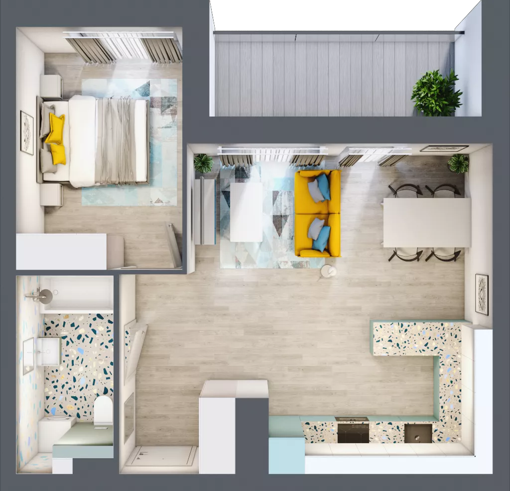 2 pokoje, mieszkanie 47,19 m², piętro 1, oferta nr D.15, Och!Widzew, Łódź, Widzew, ul. Przybyszewskiego 292-300