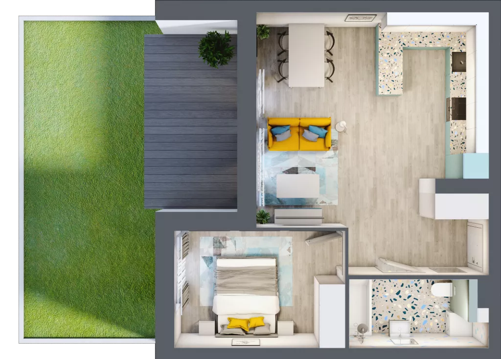 2 pokoje, mieszkanie 47,44 m², parter, oferta nr D.4, Och!Widzew, Łódź, Widzew, ul. Przybyszewskiego 292-300