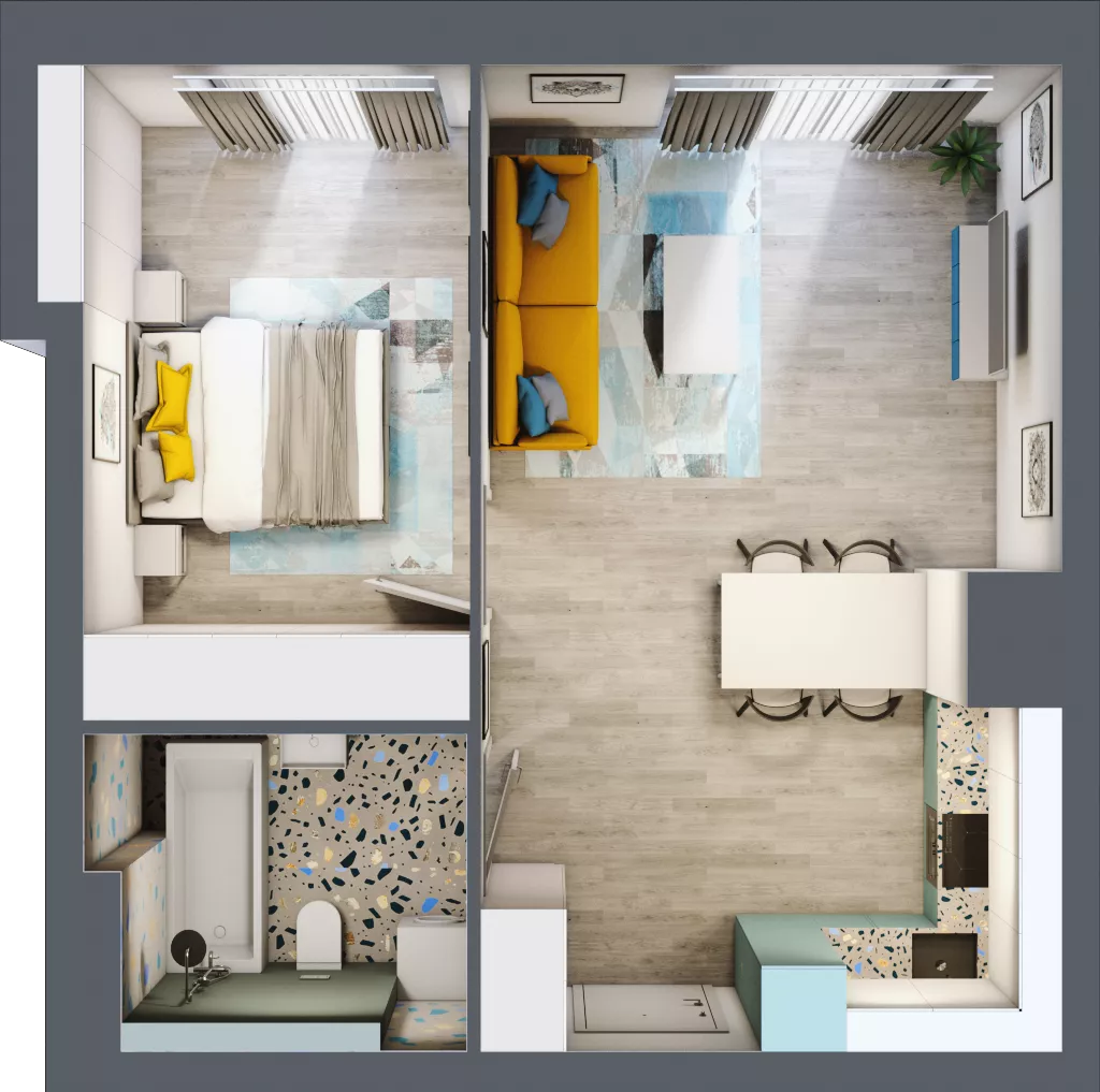 2 pokoje, mieszkanie 46,58 m², piętro 4, oferta nr E.37, Och!Widzew, Łódź, Widzew, ul. Przybyszewskiego 292-300