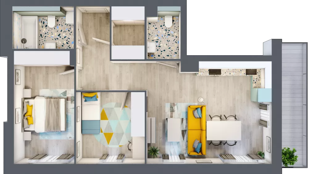 3 pokoje, mieszkanie 66,22 m², piętro 1, oferta nr E.16, Och!Widzew, Łódź, Widzew, ul. Przybyszewskiego 292-300